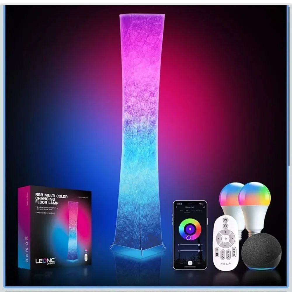 NWT LEONC Floor Lamp with Remote Tuya Smart 9W×2 Bulbs 65" Floor Lamp with Alexa